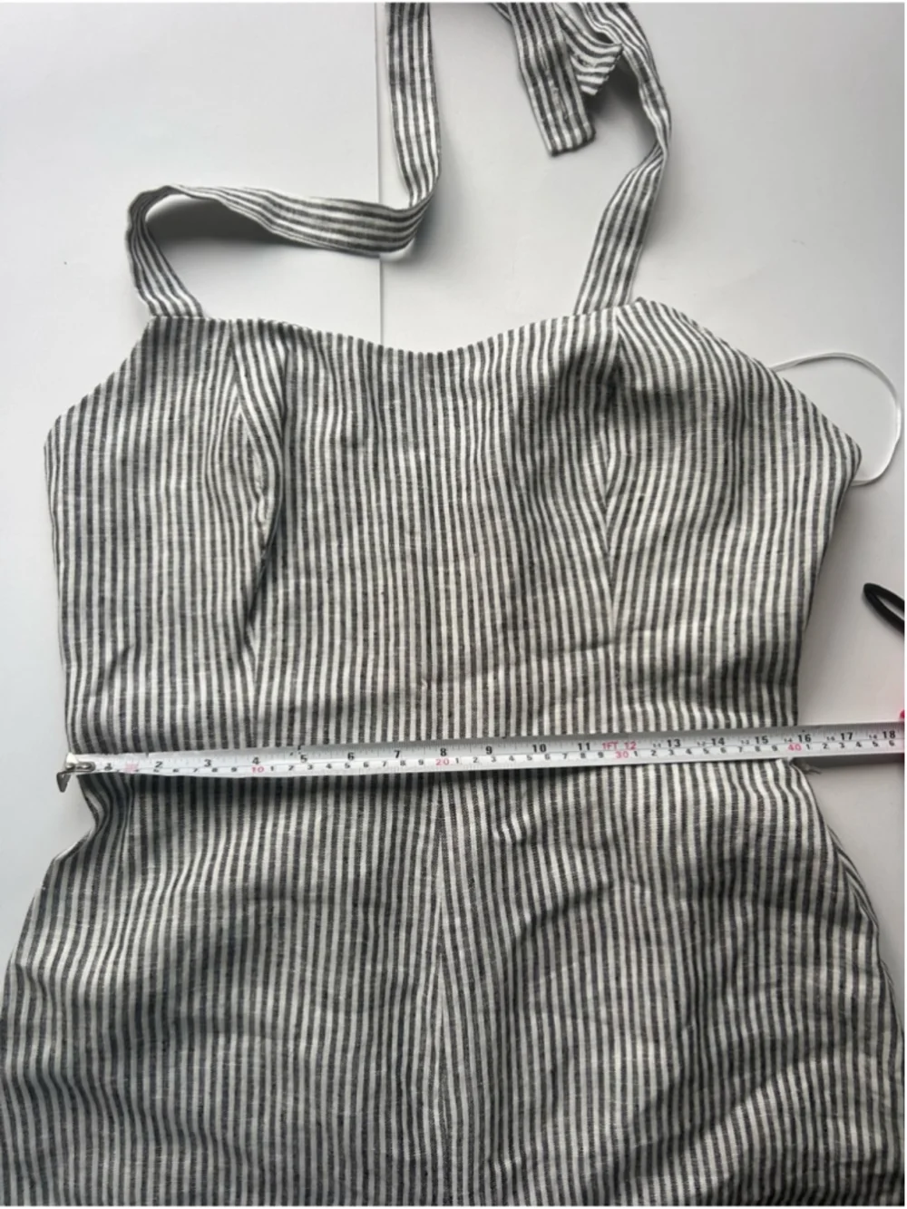 Reformation Autumn Linen Jumpsuit Vineyard Stripe Open Back Wide Leg Size 12 NWT